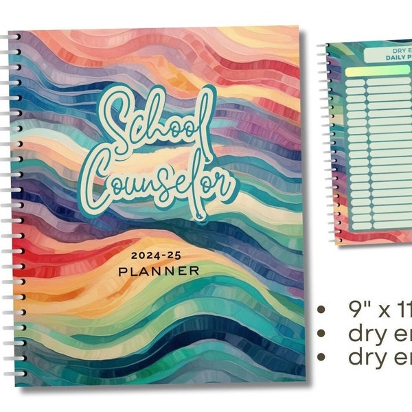 Printed School Counselor Planner '24-25 Color Waves PRE-ORDER 9" X 11"