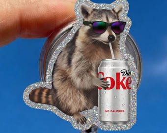 Waschbär Diet Coke Badge Reel, einziehbarer Koffein Ausweishalter, Soda Lovers Acrylclip