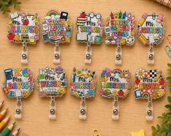 Personalisierte Acryl-Ausweisrolle: Eingriff-Lehrerausweishalter, Klassenzimmerzubehör-Design
