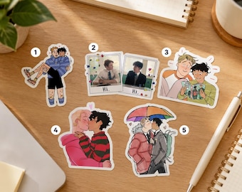 Nick und Charlie Heartstopper Aufkleber, niedlicher LGBT Paar Aufkleber, Buch-Liebhaber-Aufkleber, Romantik Fan Geschenk, Heartstopper inspirierte Kunst