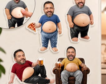 Personalisierte lustige Papa Gesicht Squishy Bauch Kühlschrankmagnet, Vatertagsgeschenk für Mann, Benutzerdefinierte Papa Foto Squeeze Magnet, Küche Dekor