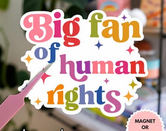 Big Fan of Human Rights Sticker/Car Magnet, Equality Magnet, Social Justice Sticker, Activist Gift, Human Rights Advocacy Sticker, Anti ICE