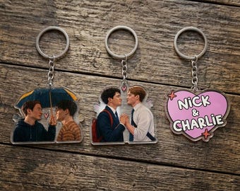 Nick And Charlie Inspired Keychain, Cute LGBT Couple Acrylic Keychain, Book Lover Gift, Queer Romance Bag Charm, Love Story Accessory