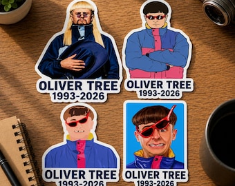 RIP Oliver Tree Aufkleber/Magnet, Oliver Tree Fan Aufkleber, 90er Jahre Inspiriert Abziehbild, Erinnerungsgrafik Aufkleber, Laptop Wasserflasche Vinyl Aufkleber