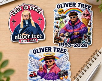 RIP Oliver Tree Aufkleber/Magnet, Oliver Tree Fan Aufkleber, 90er Jahre Inspiriert Abziehbild, Erinnerungsgrafik Aufkleber, Laptop Wasserflasche Vinyl Aufkleber