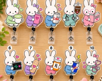 Kawaii Krankenschwester Ausweisrolle | Matcha Bunny Acryl Accessoire