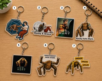 Project Hail Mary Rocky Keychain, Amaze Amaze Amaze Keychain, Space Creature Acrylic Keyring, Funny Sci Fi Charm, Cosmic Adventure Gift