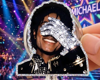 Michel Jackson Glove Badge Reel, King of Pop Retro Musik Fan Acryl Merchandise
