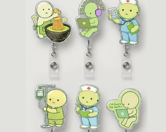 Kawaii Krankenschwester Ausweisrolle | Smiski Matcha Abzeichen Reel, Smiski Inspiriert Krankenschwester Accessoires, Matcha Tee Liebhaber, Smiski Büro Geschenk, Mitarbeiter Geschenke