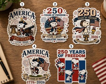 Puppy Woodstock 250th Anniversary Sticker, Patriotic Vinyl Decal