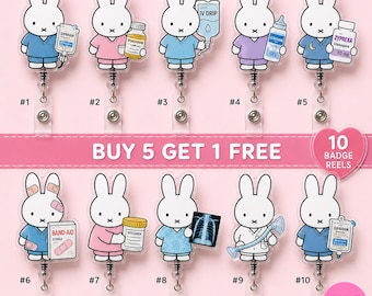Kawaii Bunny Shaker Abzeichen Reel, Acryl Arztausweis, Krankenschwester Augenarzt Geschenk