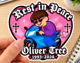 RIP Oliver Tree Aufkleber/Magnet, Oliver Tree Fan Aufkleber, 90er Jahre Inspiriert Abziehbild, Erinnerungsgrafik Aufkleber, Laptop Wasserflasche Vinyl Aufkleber