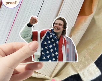 Pegatina de hockey de Jack Hughes, gol de oro de EE. UU. 2026, regalo para un fanático. Imán para coche.