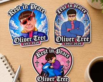 RIP Oliver Tree Aufkleber/Magnet, Oliver Tree Fan Aufkleber, 90er Jahre Inspiriert Abziehbild, Erinnerungsgrafik Aufkleber, Laptop Wasserflasche Vinyl Aufkleber