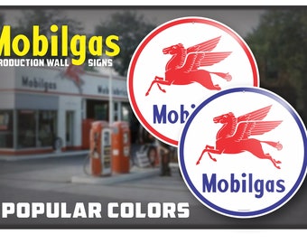 Mobil Gas Service Metal Wall Sign - 2 Color Designs