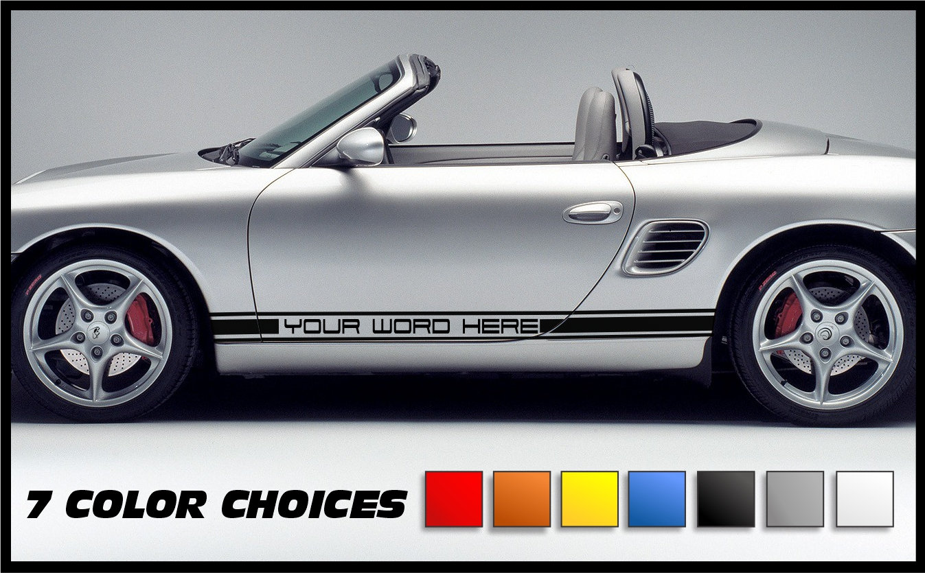 Side Stripe Custom Decal Kit Fits Porsche, Boxster, Cayman, 944 and Some  911 