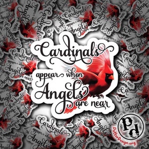Cardinals Appear When Angels Are Naht, Erinnerungsaufkleber, Geschenk, Individuell, Niedlich, Auto- und Fensteraufkleber, Engel, Vogel, Rot