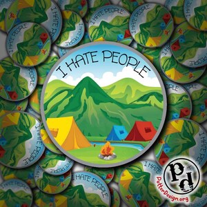 Odio a la gente, pegatina de camping, cita, divertido, regalo, lindo, computadora portátil, botella de agua, Yeti, calcomanía de coche y ventana, naturaleza, al aire libre, camper