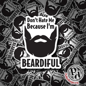 Não me odeie porque sou barbudo adesivo, citação, engraçado, presente, personalizado, fofo, laptop, garrafa de água, Yeti, decalque de carro e janela, bigodes, homem