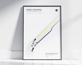 Daniel Ricciardo Overtake Azerbaijan Grand Prix 2017 Minimalist Poster Print