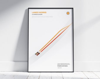 Lando Norris Overtake Italian Grand Prix 2021 Minimalist Poster Print