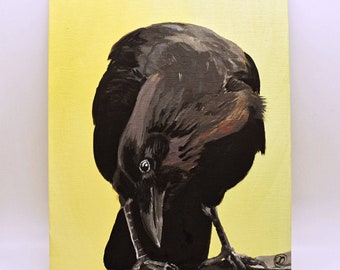 Pintura a óleo de corvo