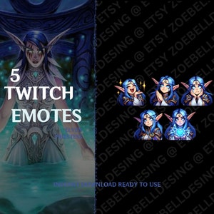 Nightelf Priest Sin'Dorei Priest Emote Pack – 5 World of Warcraft Inspired Twitch and Discord Emotes, High Quality, Blood Elf Night Elf Priest