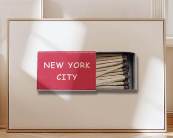 Retro NYC Matchbox Art Print: Vintage New York Decor (Digital Download)