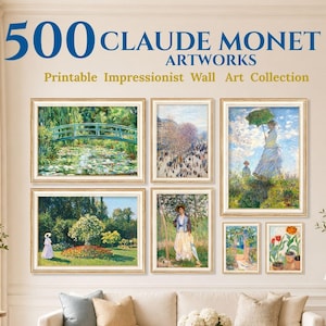 Bundel van 500 prints van Claude Monet, impressionistische muurkunstcollectie, printbare set met waterlelies, digitale download van vintage Franse kunst