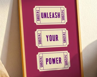 Retro Ticket Motivational Print, Customizable Wall Art (Digital Download)