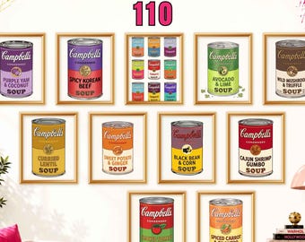 Paquete de pósteres de arte pop, conjunto de decoración de pared imprimible, colección inspirada en Warhol, láminas coloridas para galería, descarga digital retro.