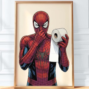 Funny Superhero Comic Bathroom Art Print (Digital Download)