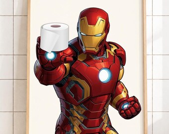Funny Superhero Bathroom Art, Toilet Paper Comic Poster, Humorous Restroom Decor, Printable Wall Download, Geek Gift