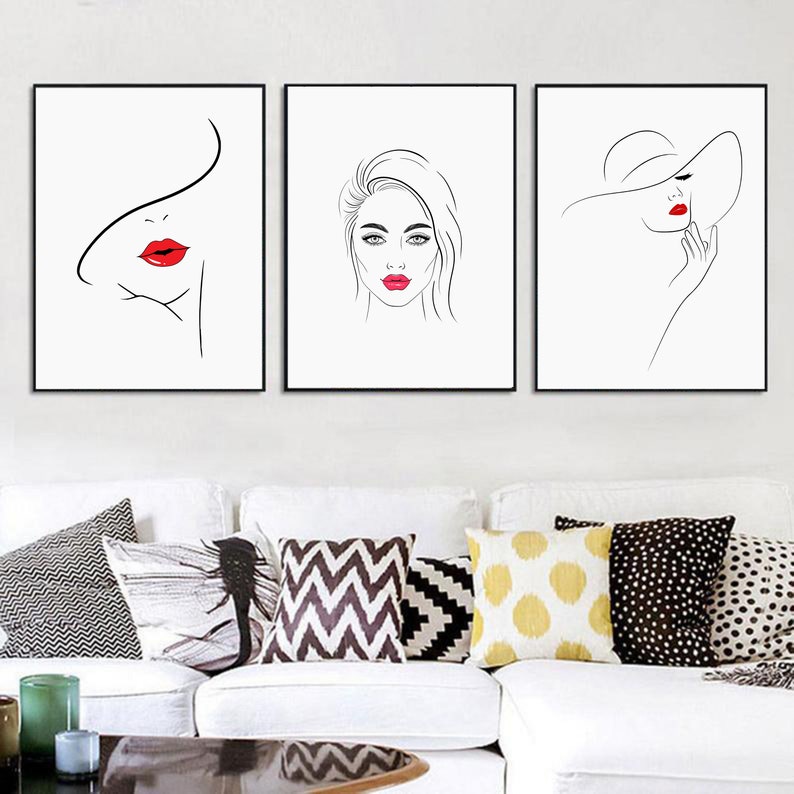 Set of 3 Prnts, Woman Lne Art Prnts, Abstract Art Prnts, Mnmalst