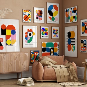 Minimalist Bauhaus poster set digital download modern home decor printable prints