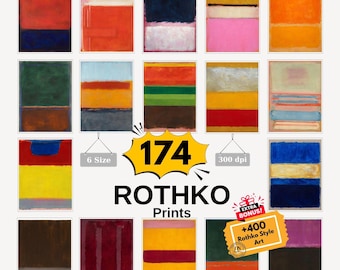 Más de 174 láminas imprimibles de Rothko Color Field, paquete de pintura abstracta moderna, láminas grandes para galería, descarga digital JPG.