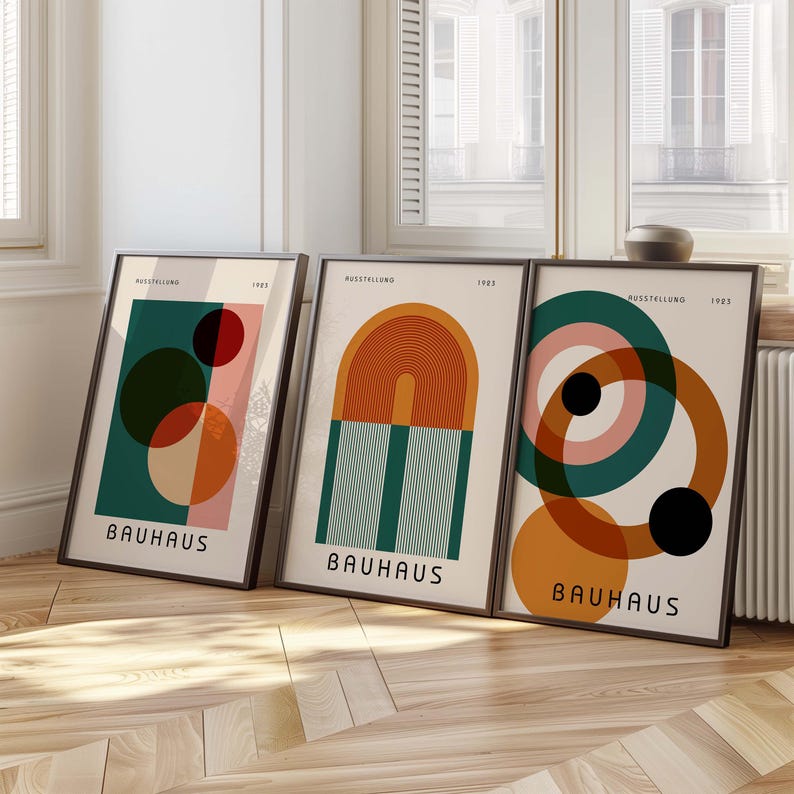 Bauhaus-Kunstdruckset: Moderne, geometrische Kunst der Mitte des 20. Jahrhunderts (Digitaler Download) Bild 2