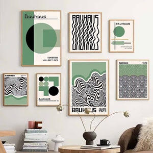 Bauhaus Poster Set von 8, Premium Prints, Wand Kunst Drucke, Mitte des Jahrhunderts modern, minimalistische abstrakte geometrische Bündel, digitaler Download Kunst