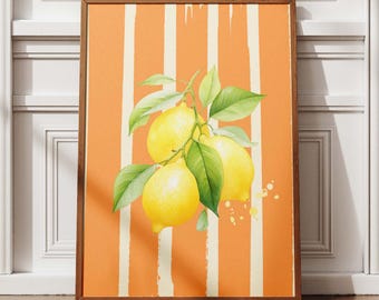 Lemon Kitchen Print, Retro Food Art (Digital Download)