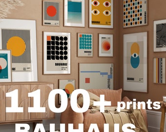 Bauhaus-posterset van meer dan 1100 premium afdrukbare muurkunstafdrukken uit het midden van de eeuw moderne minimalistische abstracte geometrische bundel digitale printdownload