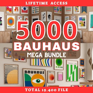 Bauhaus poster set of 5000+ premium printable wall art prints mid century modern minimalist abstract geometric bundle digital print download