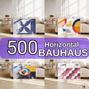 Bauhaus Horizontales Kunstset mit 500 druckbaren Premium-Wandkunstdrucken Mitte des Jahrhunderts modern minimalistisches abstraktes geometrisches Bündel digitaler Download