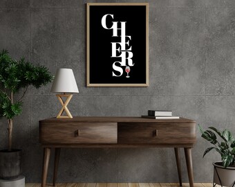 cheers print bar cart wall decor cheers sign cheers printable wall art bar cart decor cheers themed bar Art digital download