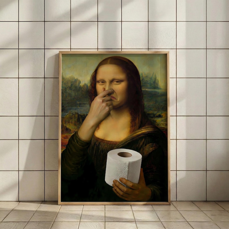 Funny Mona Lisa Bathroom Print, Toilet Humor Art (digital Download ...