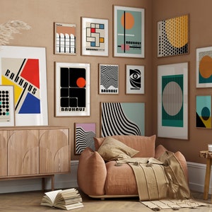 Modern abstract art print geometric balance inspired by Bauhaus design movement