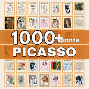 1000+ Picasso Exhibition Wall Art Bundle, Neutral Beige Abstract Vintage Minimalist Gift Idea, Famous Artist Print, Gallery Wall Home Decor