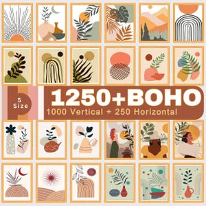 Boho Wall Collage Mega Bundle, Set of 1250+ Prints, Mid Century Art Prints, Abstract Poster Set, Printable Home Decor, Digital Download