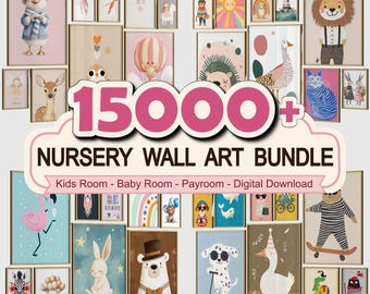 15000+ Nursery Wall Art Bundle, Kids Prints, Animal Posters, Playroom Decor, Gender Neutral Printable, Digital Download
