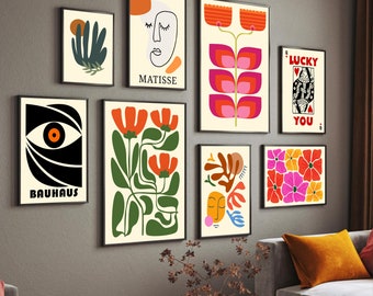 Matisse, Bauhaus, Flower Market, Abstract Line Face, Cat Wall Art, Canvas Painting, Posters And Prints, Pictures For Living Room, art print