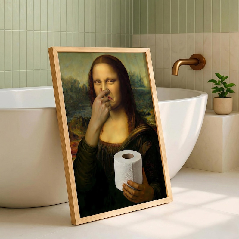 Funny Mona Lisa Bathroom Print, Toilet Humor Art (digital Download ...